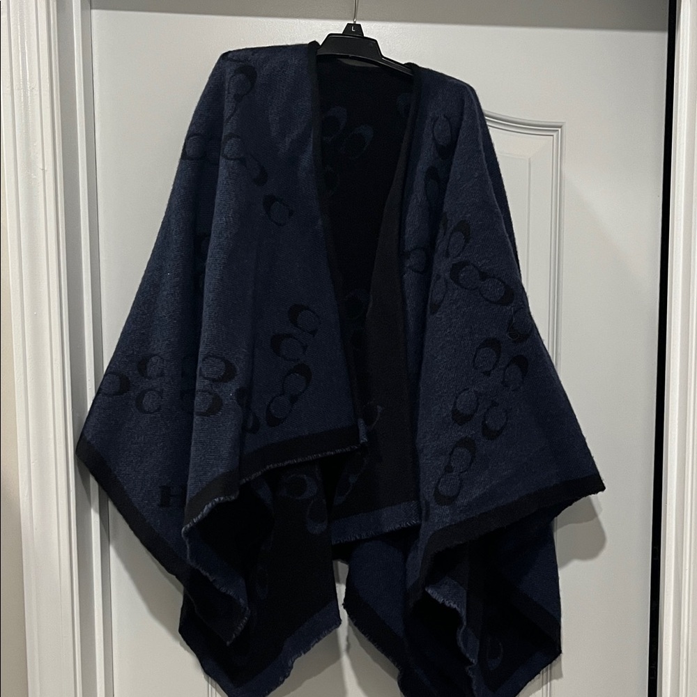 Coach Black and Blue Textured Shawl